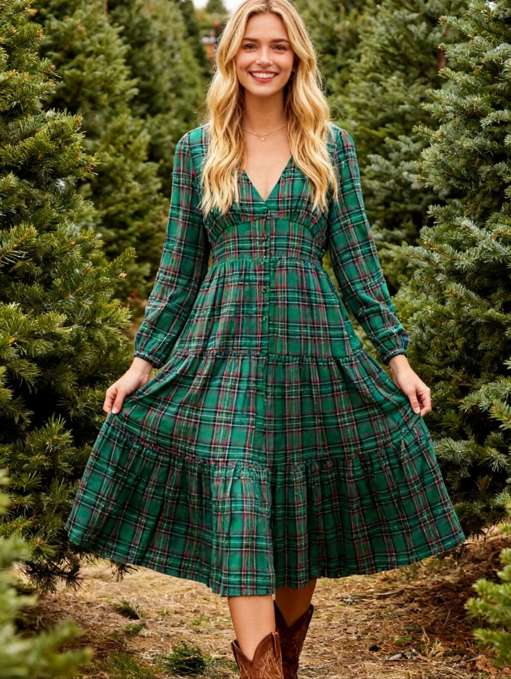 NEW! Sugarlips Jace Plaid Shely Button-Down Midi Dress